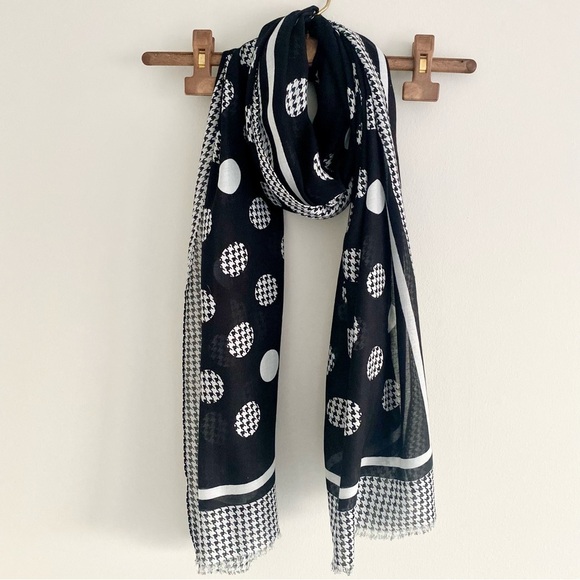 Talbots Black & White Polka Dot Scarf - Picture 1 of 8